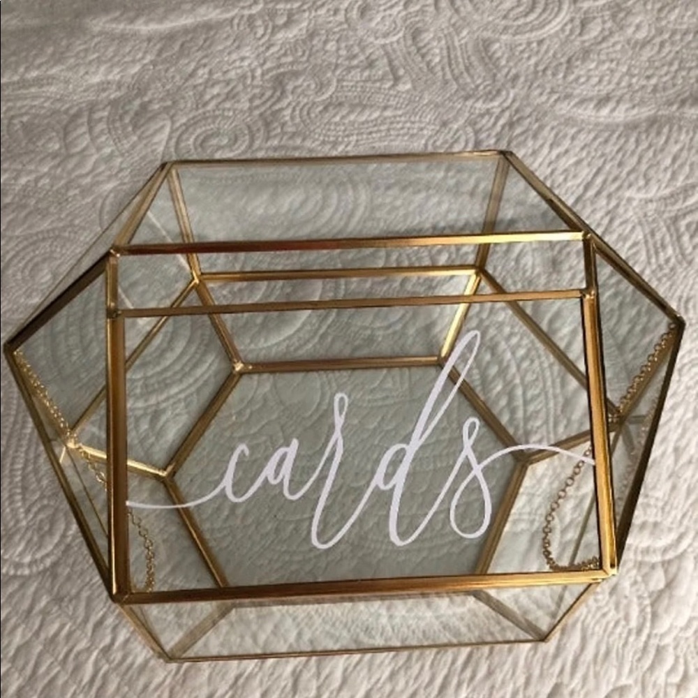 Gold and glass geometric wedding card box